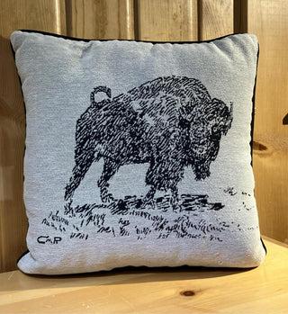 Charles M. Russell Buffalo Sketch Tapestry Pillow