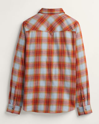 Women's Western Flannel Shirt Blue Rust Plaid