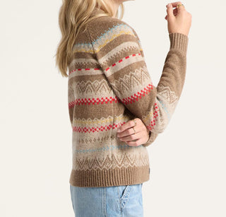 Fair Isle Cardigan In Tan Multi