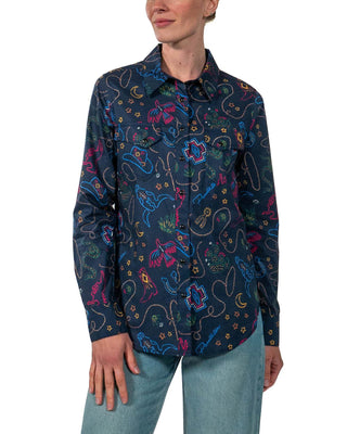 Print Gamber Shirt Navy Western Brights