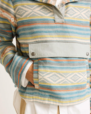 Women's Double Soft Half-Snap Pullover Teal Multi