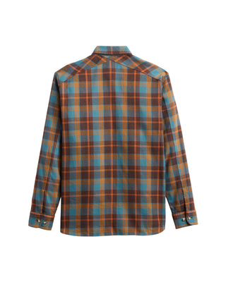 Men's Fremont Flannel Shirt Sea Blue/Brown Plaid