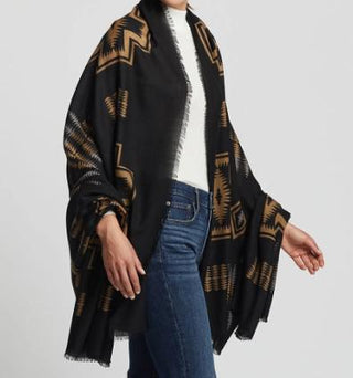 Oversize Featherweight Wool Scarf Harding Black