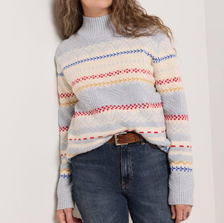 Women's Fair Isle Turtleneck Sweater Light Blue Multi