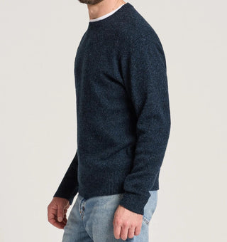 Men's Shetland Crew Neck Sweater Indigo Heather
