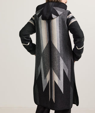Women's Hooded Jacquard Coat Wyeth Trail Black