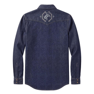 Men's Gambler Dark Denim Shirt With Rodeo Embroidery