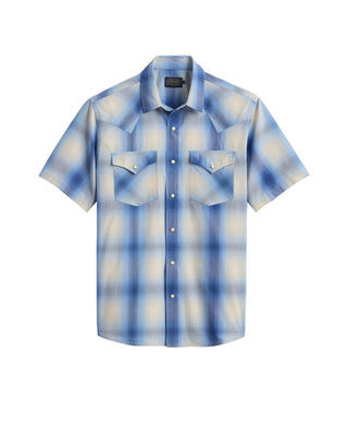 Men's Frontier Shirt Ivory Blue Plaid