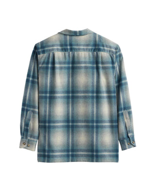 Men's Board Shirt Ivory/Teal Ombre Plaid