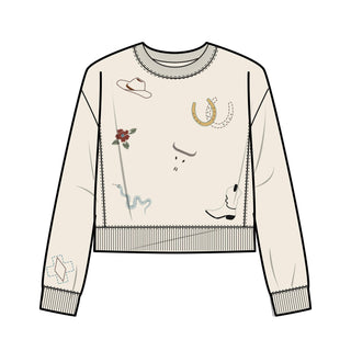Graphic French Terry Pullover Ivory