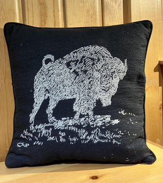 Charles M. Russell Buffalo Sketch Tapestry Pillow