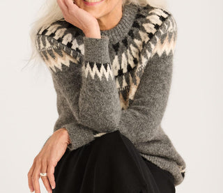 Oversized Fair Isle Pullover Grey Multi