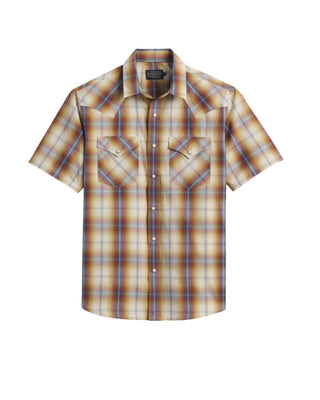 Men's Frontier Shirt Tan Blue Rust Plaid