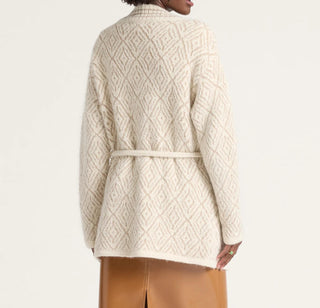 Textured Alpaca Cardigan Ivory/Tan