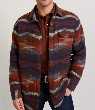 Men's Quilted Chamois Shirt Jacket Crown Point Blue And Red