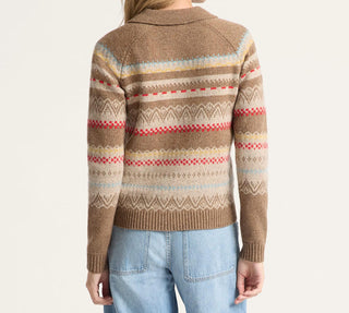 Fair Isle Cardigan In Tan Multi