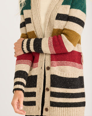 Women's Camp Stripe Cardigan Ivory Multi Stripe