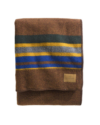 tobacco blanket St. James Home Velvet Trim Down Alternative Blanket, Brown, King leather somehow sates our craving for style and comfort Pendleton Yakima Camp Stripe-Tobacco Blanket