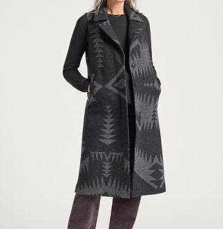 Jacquard Sleeveless Trench Mirror Lake Black / Grey
