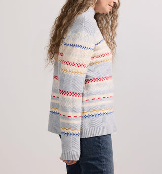 Women's Fair Isle Turtleneck Sweater Light Blue Multi