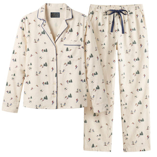 Women's Pajama Set Ecru Ski Print