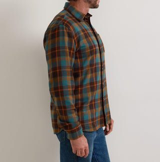 Men's Fremont Flannel Shirt Sea Blue/Brown Plaid