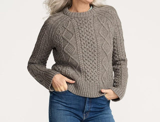 Women's Fisherman Sweater Stone Heather