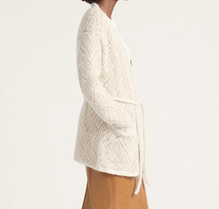 Textured Alpaca Cardigan Ivory/Tan