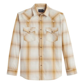 Frontier Shirt Long Sleeve Tan/White Ombre Plaid