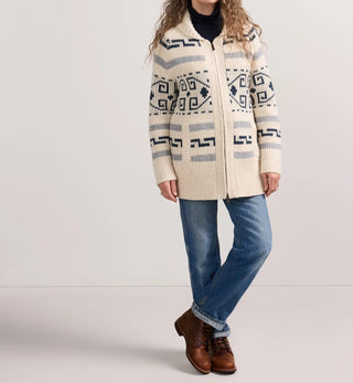 Women's Long Westerley Cardigan Ivory Blue Multi