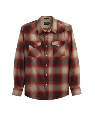 Men's Canyon Shirt Red Tan Mix Ombre Plaid