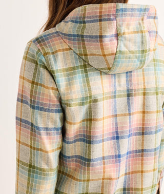 Trailside Wool Hoodie Pink Blue Plaid