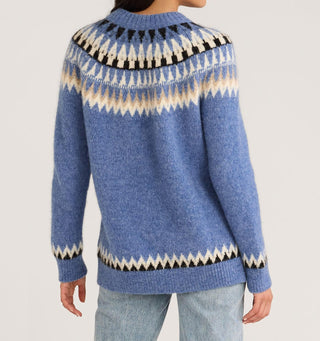 Oversized Fair Isle Pullover Light Blue Multi