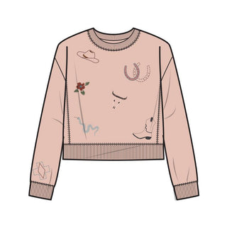 Graphic French Terry Pullover Soft Rose