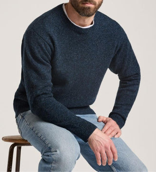 Men's Shetland Crew Neck Sweater Indigo Heather