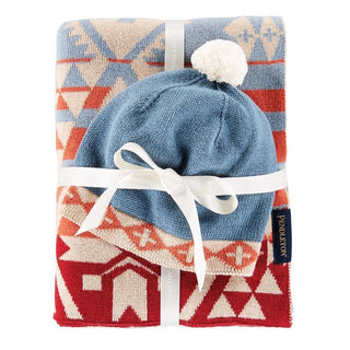 Organic Cotton Knit Baby Blanket With Beanie Canyonlands