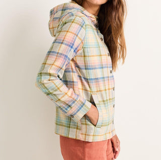 Trailside Wool Hoodie Pink Blue Plaid
