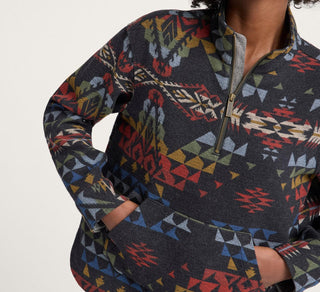 Half-zip Pullover In Black Multi Autumn Birch