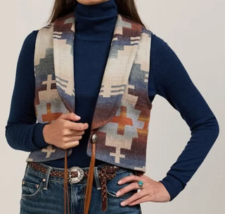 Women's Dakota Western Wool Vest Shiprock Blue