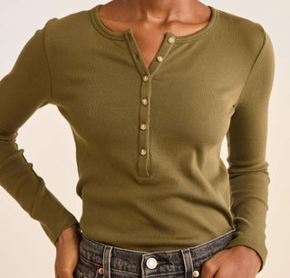 Long Sleeve Henley Dark Olive