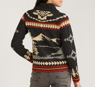 Alpine Lambswool Zip Cardigan Black Multi