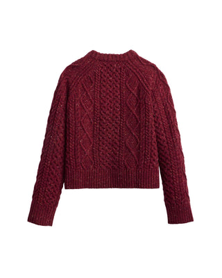 Women's Fisherman Pullover Sweater Wine Donegal