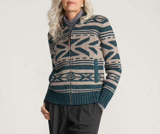 Classic Wool Zip-up Cardigan Teal Heather