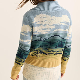 Women's Big Sky Cardigan Blue Yellow Multi