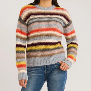 Alpaca Shaker Crewneck Pullover Dusty Blue Multi