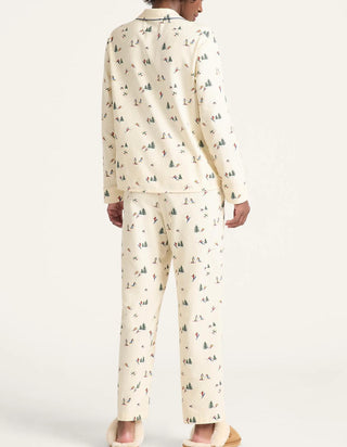 Women's Pajama Set Ecru Ski Print