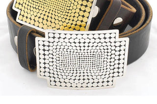 Silver Body and Spirit Buckle on Black Italian Leather Belt