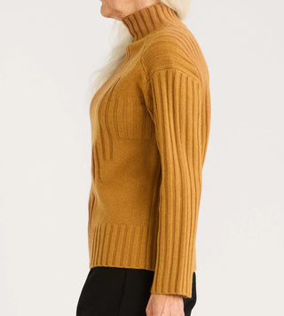 Women's Oversized Mockneck Pullover Brown Sugar