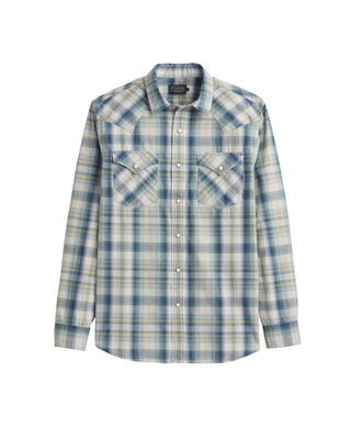 Men's Frontier Shirt Long Sleeve Blue Plaid