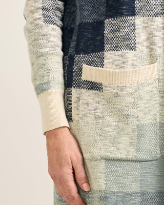 Women's Cotton Duster Sweater Navy Ivory Multi